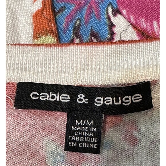 Cable & Gauge Women Size M Floral Button Up Cardigan Sweater Art To Wear Office - Picture 8 of 9